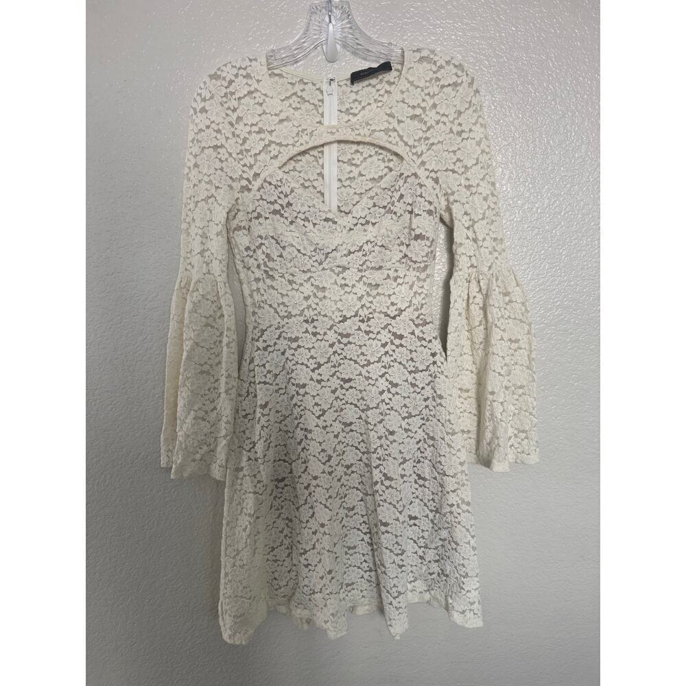 BCBG Cream Floral Lace Cut Out Dress - Picture 3 of 4